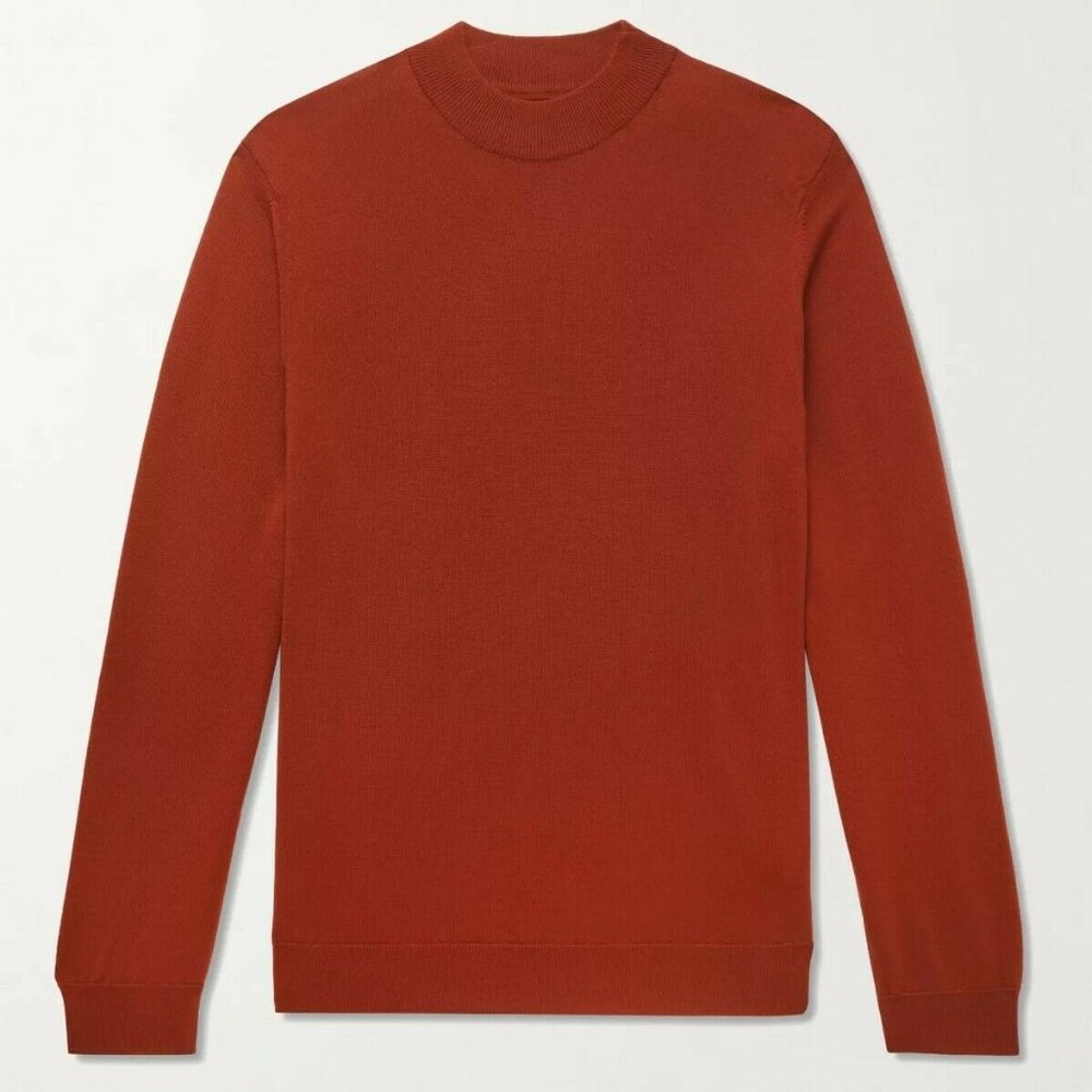 NWOT XXL NN07 Men's Martin 6328 Mock Neck Wool Sweater in Orange $175